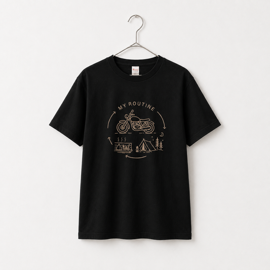 My Routine マイルーティンTシャツ バイク&キャンプ&サウナ01
