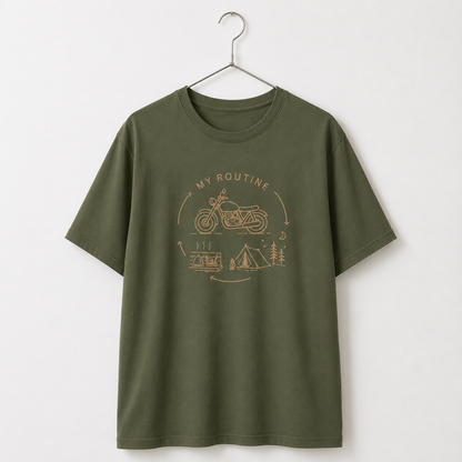 My Routine マイルーティンTシャツ バイク&キャンプ&サウナ01