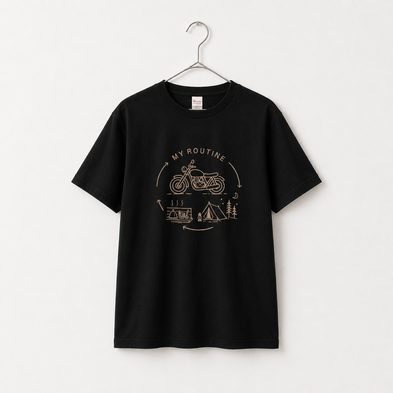 My Routine マイルーティンTシャツ バイク&キャンプ&サウナ01