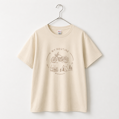 My Routine マイルーティンTシャツ バイク&キャンプ&サウナ01